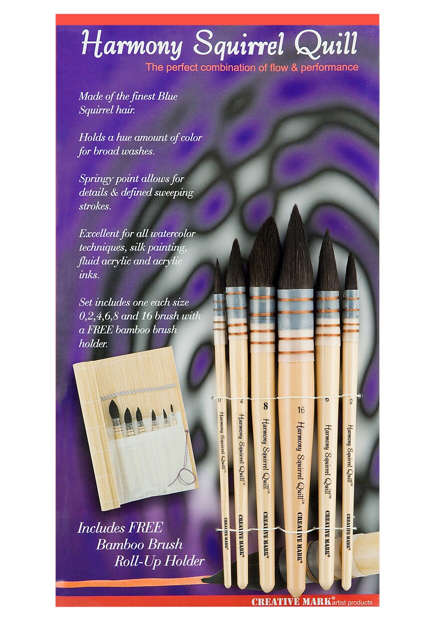 Creative Mark Harmony Blue Squirrel Quill Watercolor Brushes - Professional Watercolor Brushes for Artists - Handcrafted Full Bellied Watercolor Quill Paint Brush, Balanced Wood Handle